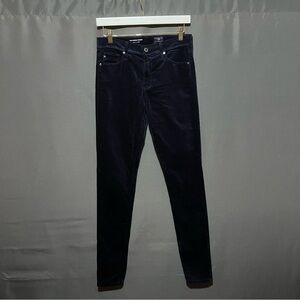 AG Adriano Goldschmied The Farrah High Rise Skinny Velvet Pants Jeans Blue 28R